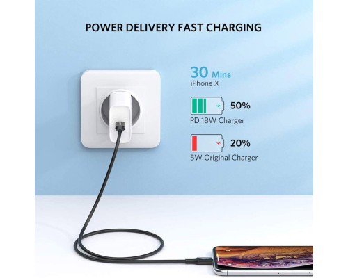 Дата кабель USB-C to Lightning 1.0m US1713A Nickel Plating ABS Shell Black Ugreen (60751)