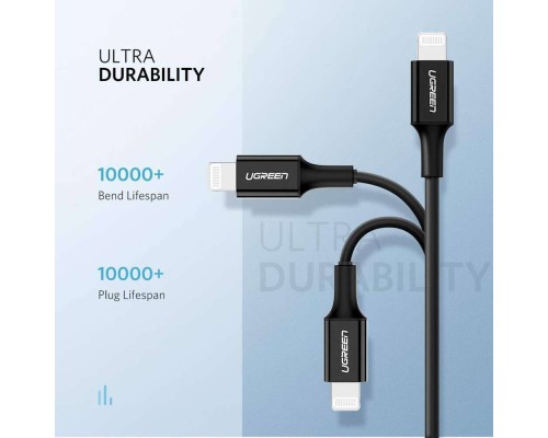 Дата кабель USB-C to Lightning 1.0m US1713A Nickel Plating ABS Shell Black Ugreen (60751)