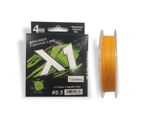 Шнур Favorite X1 PE 4x 150m 0.5/0.117mm 9lb/4.1kg Orange (1693.11.17)