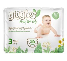 Підгузки Giggles Natural 3 Midi 4-9 кг 34 шт (8680131206391)