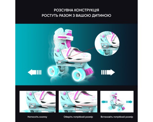 Роликові ковзани Neon Сombo Turquoise розмір 30-33 (NT09T4)