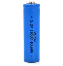 Акумулятор 14500 LiFePO4 (size AA), 400mAh, 3.2V, TipTop, blue Vipow (IFR14500-400mAhTT / 21438)