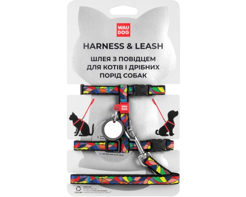 Шлея для котів WAUDOG Nylon з QR-паспортом 