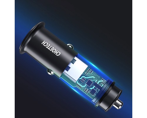 Зарядний пристрій Choetech Car USB-A/USB-C 30W QC3.0/PD (TC0006-V2-BK)
