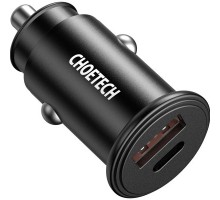Зарядний пристрій Choetech Car USB-A/USB-C 30W QC3.0/PD (TC0006-V2-BK)