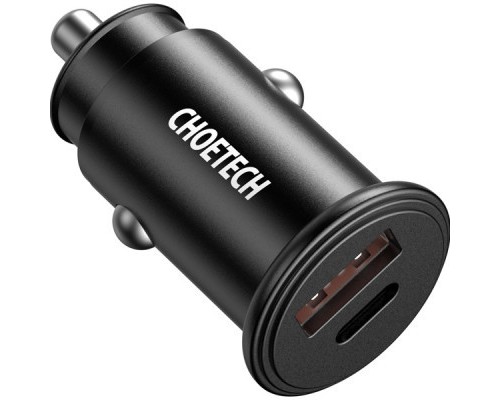 Зарядний пристрій Choetech Car USB-A/USB-C 30W QC3.0/PD (TC0006-V2-BK)