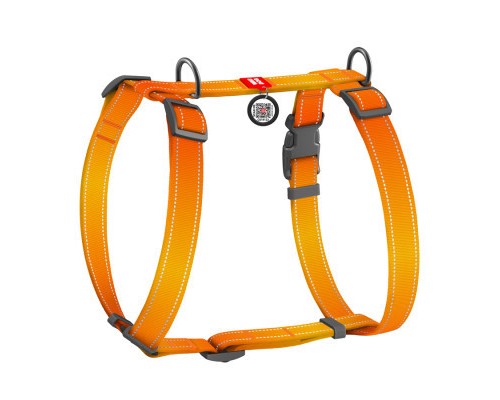 Шлея для собак WAUDOG Nylon Mono з QR-паспортом, пластиковий фастекс S помаранчева (52714)