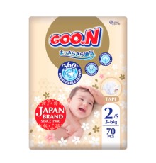 Підгузки GOO.N Premium Soft 3-6 кг Розмір 2 S на липучках 70 шт (F1010101-153)