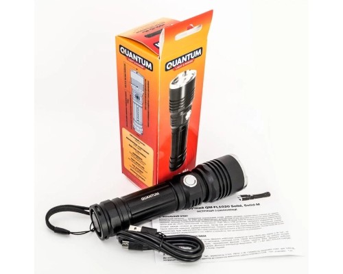 Ліхтар Quantum Solid-M 10W LED з USB + Li-ion18650/2600mAh box (QM-FL1020-18650/2600-CB)