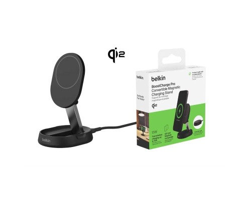 Зарядний пристрій Belkin 15W Magnetic Stand Qi2 black (WIA008BTBK)