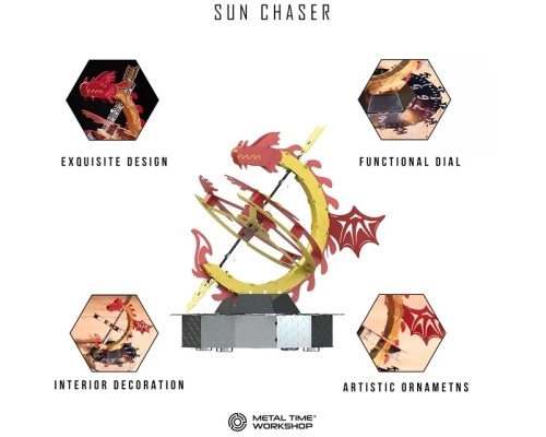 Конструктор Metal Time Колекцiйна модель Sun Chaser Dragon Stand Clock Сонячний годинник (MT025)