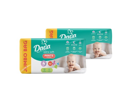 Підгузки Dada Extra Soft 4 Maxi (9-15 кг) 128 шт (2 упаковки по 64 шт) (4820174989538)