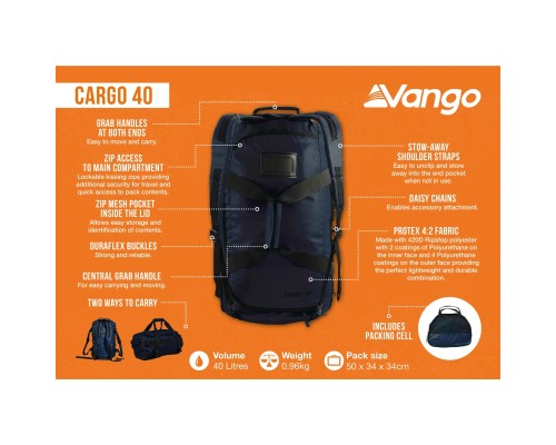 Дорожня сумка Vango Cargo 40 Moonlit Ocean (RUUCARGO0000004) (930852)