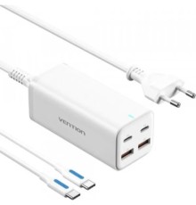 Зарядний пристрій Vention 4xUSB 100W (2xUSB-C+2xUSB-A) PD3.0/QC 3.0/GaN White (FBSWG-EU)