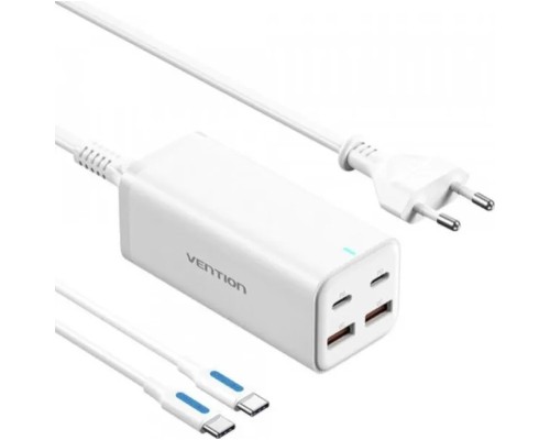 Зарядний пристрій Vention 4xUSB 100W (2xUSB-C+2xUSB-A) PD3.0/QC 3.0/GaN White (FBSWG-EU)