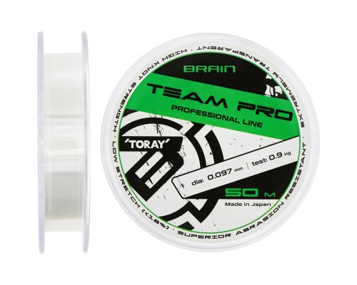 Волосінь Brain Team Pro 50m (clear) 0.097mm 0.9kg (1858.26.81)