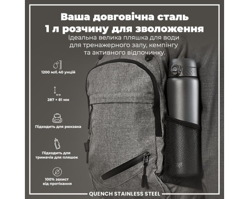 Пляшка для води ION8 OneTouch Stainless Steel 1200 мл Grey (I8SS1000GRY)