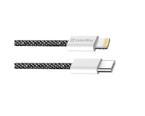 Дата кабель USB-C to Lightning 2.0m (PDF Fast Charging 27W) black ColorWay (CW-CBPDCL068-BK)
