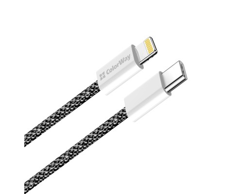 Дата кабель USB-C to Lightning 2.0m (PDF Fast Charging 27W) black ColorWay (CW-CBPDCL068-BK)