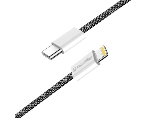 Дата кабель USB-C to Lightning 2.0m (PDF Fast Charging 27W) black ColorWay (CW-CBPDCL068-BK)