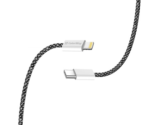 Дата кабель USB-C to Lightning 2.0m (PDF Fast Charging 27W) black ColorWay (CW-CBPDCL068-BK)