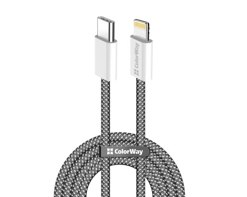 Дата кабель USB-C to Lightning 2.0m (PDF Fast Charging 27W) black ColorWay (CW-CBPDCL068-BK)
