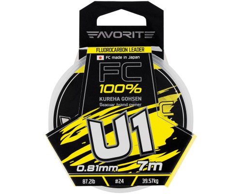 Флюорокарбон Favorite U1 FC 7m 24/0.81mm 87.2lb/39.57kg (1693.11.95)