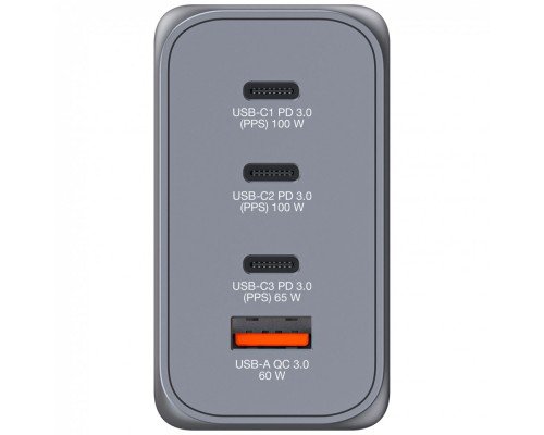 Зарядний пристрій Verbatim GaN 200 W 4 ports (2xUSB-C-100 W,USB-C-65 W /USB-A -3.0) (32204)
