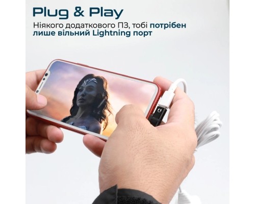 Перехідник Lightning M to 2xLightning F Audiо + Charge Promate (ihinge-lt.black)