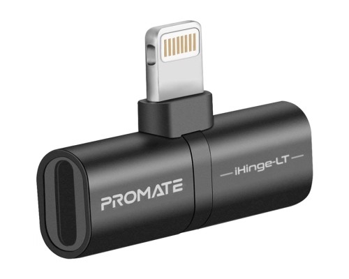 Перехідник Lightning M to 2xLightning F Audiо + Charge Promate (ihinge-lt.black)