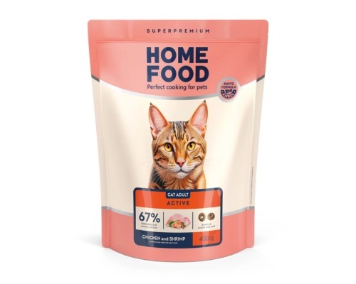 Сухий корм для кішок Home Food For active з куркою та креветками 400 г (4820290090057)