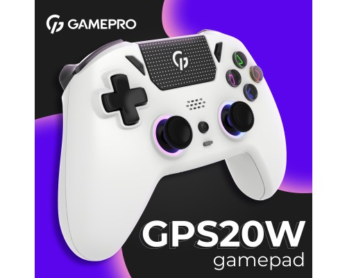 Геймпад GamePro із зарядною станцією 2.4G/BT 5.1/USB (Switch/PC/PS/iOS/Android) RGB White (GPS20W)