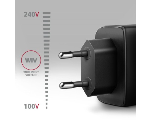 Зарядний пристрій AXAGON 1xUSB QC4.0 + 1xUSB-C PD45W PPS black (ACU-PQ45)