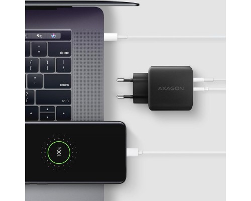 Зарядний пристрій AXAGON 1xUSB QC4.0 + 1xUSB-C PD45W PPS black (ACU-PQ45)