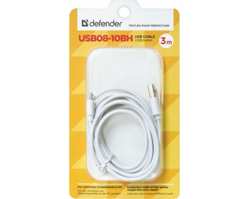 Дата кабель USB08-10BH USB - Micro USB, white, 3m Defender (87468)