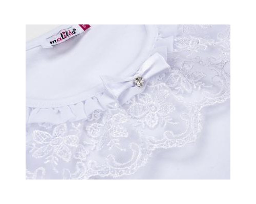 Кофта дитяча Matilda з мереживною оборкою (8430-128G-white)