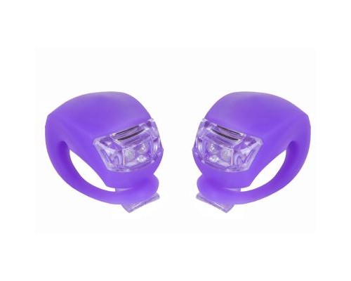 Комплект велофар Velotrade мигалка 2шт BC-RL8001 белый+красный свет LED, фиолет корпус (L-013)