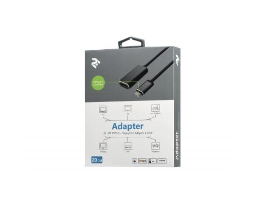 Перехідник Type-C to DisplayPort, Alluminum, 0.2м 2E (2E-W1404)