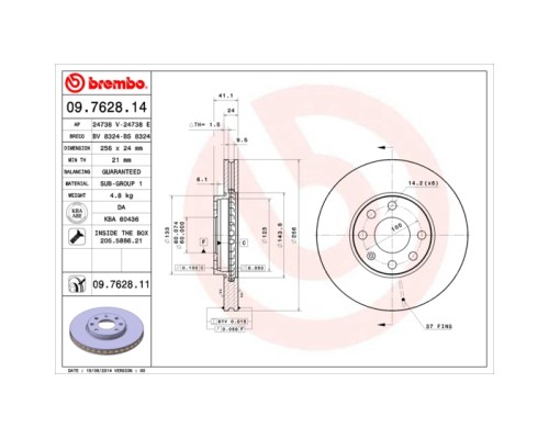 Гальмівний диск Brembo 09.7628.14