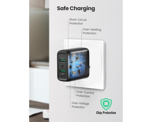 Зарядний пристрій Ugreen CD161 36W 2xUSB QC 3.0 Charger (Black) (10216)