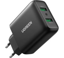 Зарядний пристрій Ugreen CD161 36W 2xUSB QC 3.0 Charger (Black) (10216)