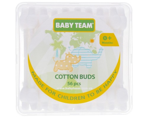 Ватні палички Baby Team з обмежувачем, 56 шт (0100)