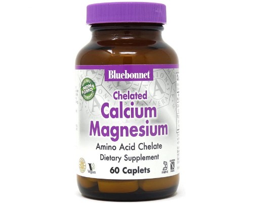Мінерали Bluebonnet Nutrition Хелатний Кальцій і Магній, Chelated Calcium Magnesium, 60 та (BLB0660)