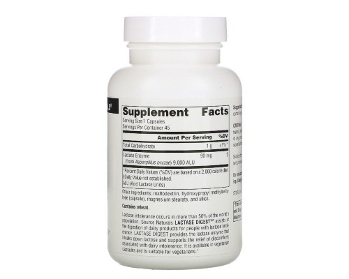 Вітамінно-мінеральний комплекс Source Naturals Лактаза, 30 мг, Lactase Digest, 45 капсул (SN2366)