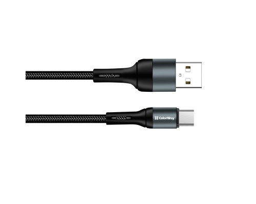 Дата кабель USB 2.0 AM to Type-C 1.0m nylon black ColorWay (CW-CBUC045-BK)