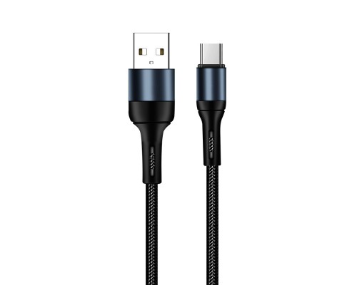 Дата кабель USB 2.0 AM to Type-C 1.0m nylon black ColorWay (CW-CBUC045-BK)