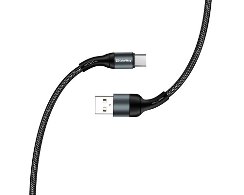 Дата кабель USB 2.0 AM to Type-C 1.0m nylon black ColorWay (CW-CBUC045-BK)
