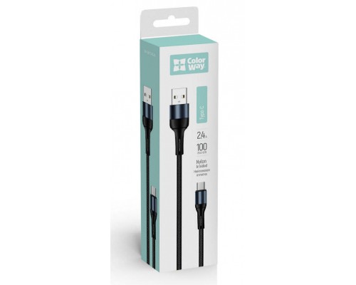 Дата кабель USB 2.0 AM to Type-C 1.0m nylon black ColorWay (CW-CBUC045-BK)