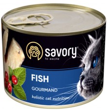 Вологий корм для кішок Savory Cat Can Adult для вибагливих котів (риба) 200 г (4820232630648)