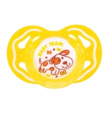 Пустушка Baby Team силіконова, ортодонтична, 6+ міс. (3011_жовтий)